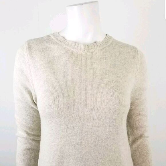 Zara Knit Beige 3/4 Sleeve Bow Back Angora Blend Sweater Womens Size Medium  - Picture 3 of 8
